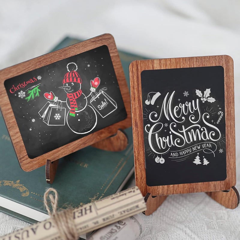 Temlum 15 Pcs Mini Chalkboard Sign with 6 Color Chalk Markers, 2.9″ x 3.9″ Wooden Blackboard Reusable Small Chalkboards for Food, Buffet, Parties, Message Boards, Table Numbers (Rectangular) - Image 5